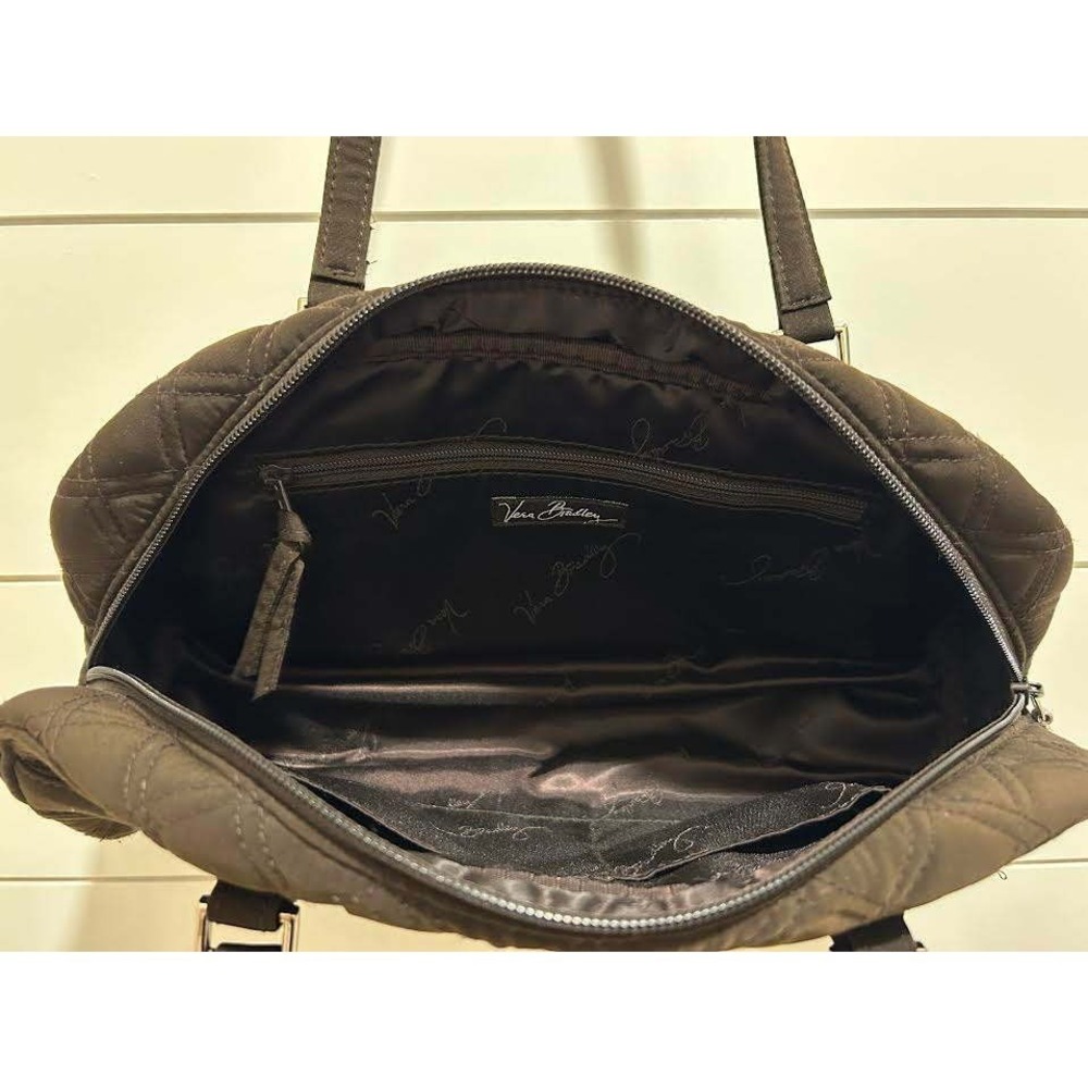 Vera Bradley Quilted Microfiber Shoulder Bag‎ Espresso Brown Satchel Handbag - Picture 2 of 10
